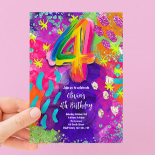 Invitación Fiesta de pintura de cumpleaños número 4