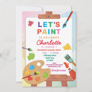 Invitación Fiesta de pintura de cumpleaños pintar a Chicas de