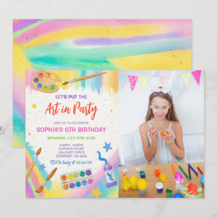 Invitación Fiesta de pintura de Fiesta de arte editable foto 