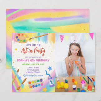 Invitación Fiesta de pintura de Fiesta de arte editable foto