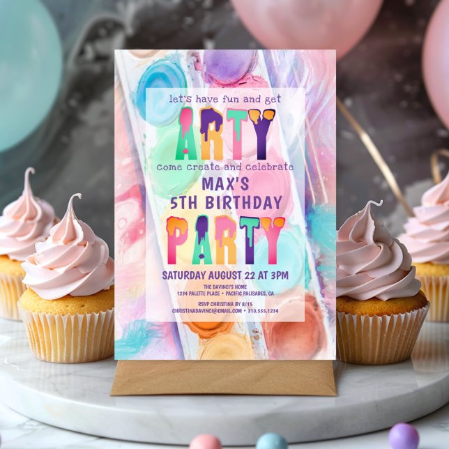 Invitación Fiesta de pintura de Fiesta de Arty Cumpleaños (Subido por el creador)