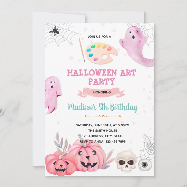 Invitación Fiesta de pintura de Halloween (Anverso)