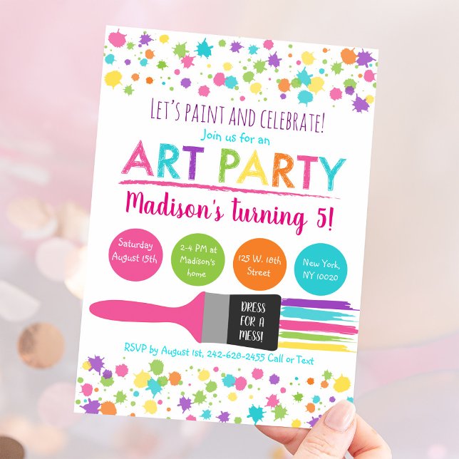 Invitación Fiesta de pintura Fiesta de arte Cumpleaños (Subido por el creador)