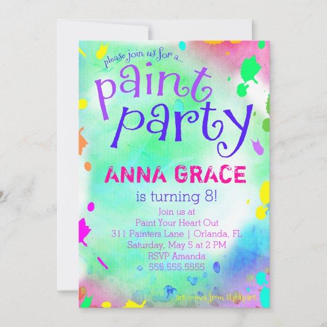 Invitación FIESTA de pintura GC Cumpleaños (Anverso)