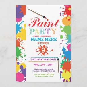 INVITACIÓN FIESTA DE PINTURA INVITA A LOS NIÑOS NEON FUN ART