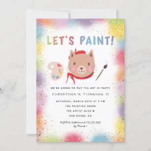 Invitación Fiesta de pintura Niños Birthday Kitty Cat