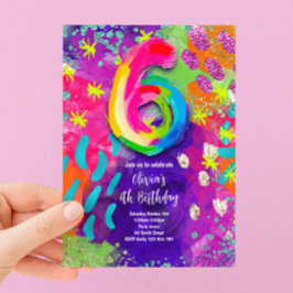 Invitación Fiesta de pintura para cumpleaños número 6