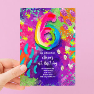 Invitación Fiesta de pintura para cumpleaños número 6