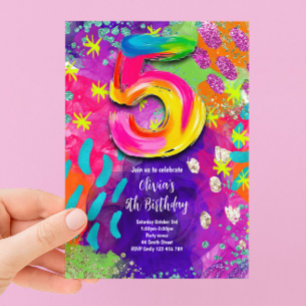 Invitación Fiesta de pintura para el quinto cumpleaños