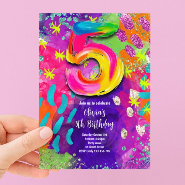 Invitación Fiesta de pintura para el quinto cumpleaños (Subido por el creador)