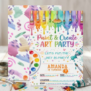 Invitación Fiesta de pintura y creación de arte Cumpleaños ac