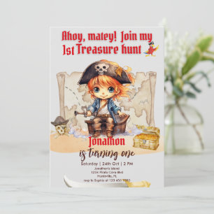 Invitación Fiesta de Piratas para Niños  1ra Búsqueda del Tes