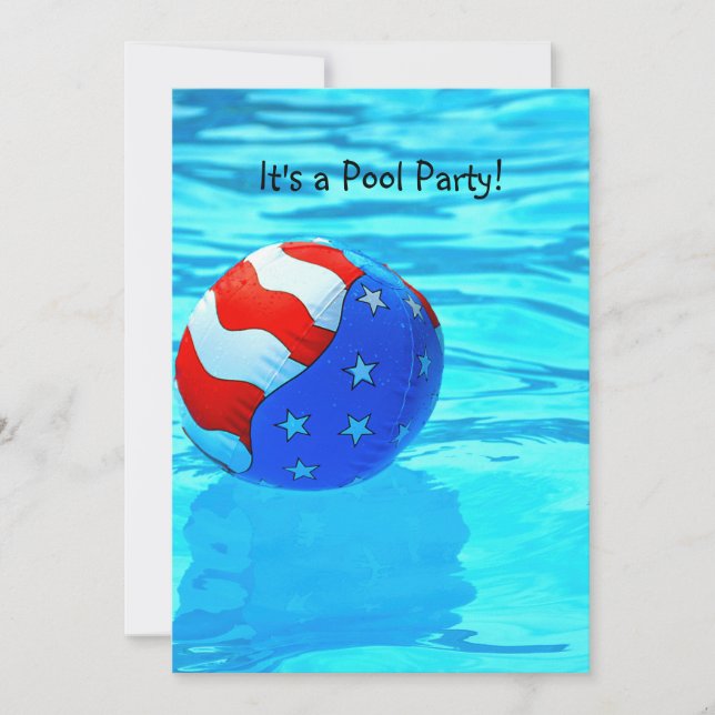Invitación Fiesta de piscina con bolas de la bandera american (Anverso)