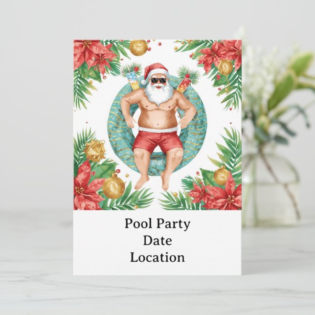 Invitación Fiesta de Piscina con tema de Navidad en Arizona (Anverso de pie)