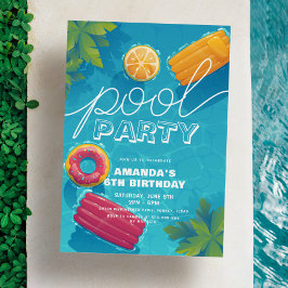 Invitación Fiesta de piscina cualquier año cumpleaños tropica