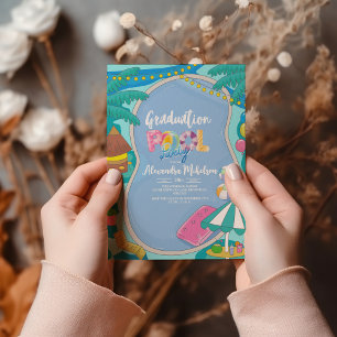 Invitación Fiesta De Piscina Cuta, Graduación De Natación