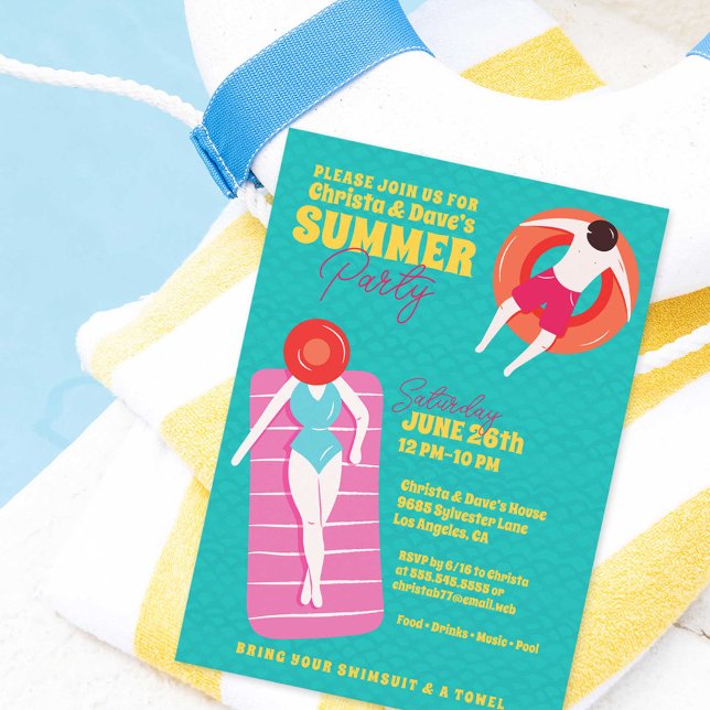 Invitación Fiesta de piscina de arte Personalizado (Subido por el creador)