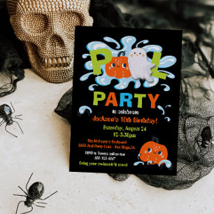 Invitación Fiesta de Piscina de Bruthday de Halloween
