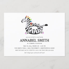 Invitación Fiesta de piscina de cumpleaños flotante de cebra