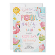Fiesta de piscina de cutas Bash de cumpleaños