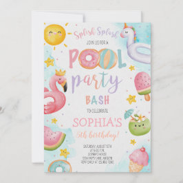 Invitación Fiesta de piscina de cutas  Bash de cumpleaños