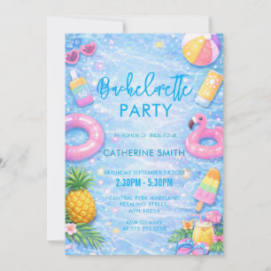 Invitación Fiesta de Piscina de Despedida de Soltera Tropical