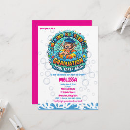 Invitación Fiesta de Piscina de Graduación de Jardín de Niñas