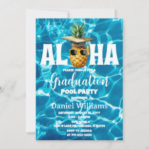 Invitación Fiesta de Piscina de Graduación Hawaiana