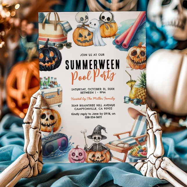 Invitación Fiesta de Piscina de Halloween en Verano de Invier (Subido por el creador)