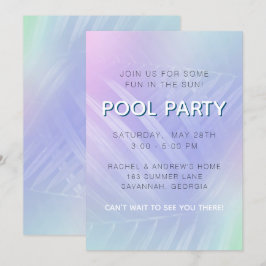 Invitación Fiesta de Piscina de Hojas Tropicales Holográficas