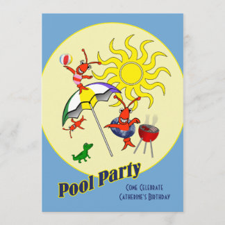Invitación Fiesta de piscina de langosta cajún