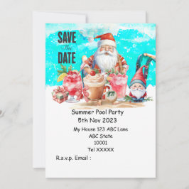 Invitación Fiesta de piscina de navidades con bebidas de Sant