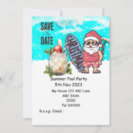 Invitación Fiesta de piscina de navidades con bebidas de Sant