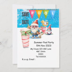 Invitación Fiesta de piscina de navidades con bebidas de Sant