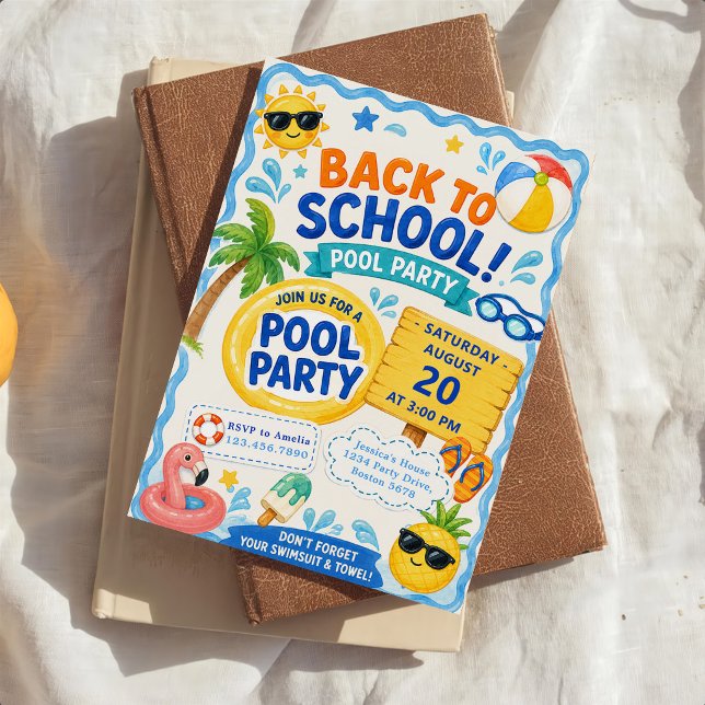 Invitación Fiesta de Piscina de Regreso a Clases (Subido por el creador)