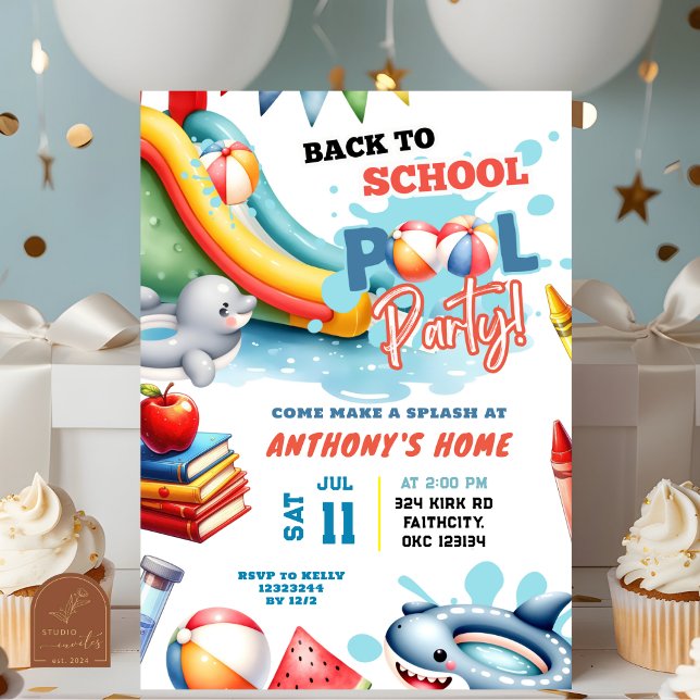 Invitación Fiesta de Piscina de Regreso a la Escuela (Subido por el creador)