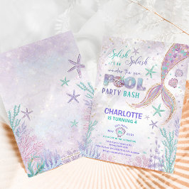 Invitación Fiesta de piscina de sirenas bajo el mar Cumpleaño