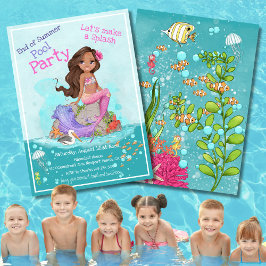 Invitación Fiesta de Piscina de Sirenas Rosa Girona