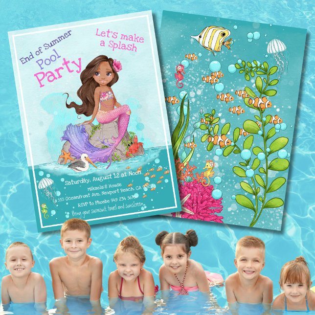 Invitación Fiesta de Piscina de Sirenas Rosa Girona (Subido por el creador)