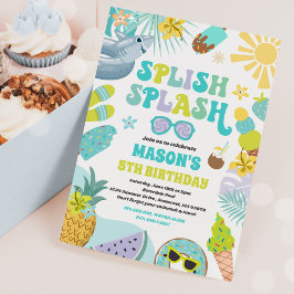 Invitación Fiesta de piscina de tiburones Fiesta de cumpleaño