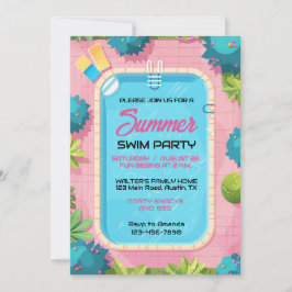 Invitación Fiesta de Piscina de Verano Colorida