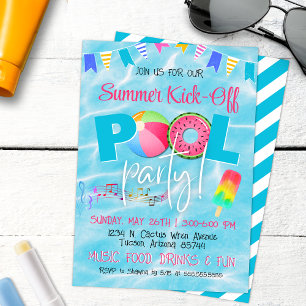 Invitación Fiesta de piscina de verano colorido y acogedor pa