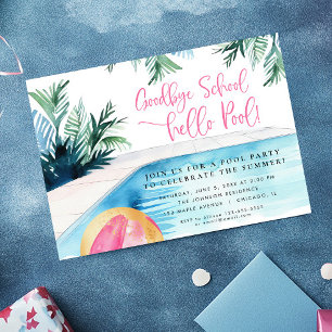 Invitación Fiesta de piscina de verano de fin de año escolar