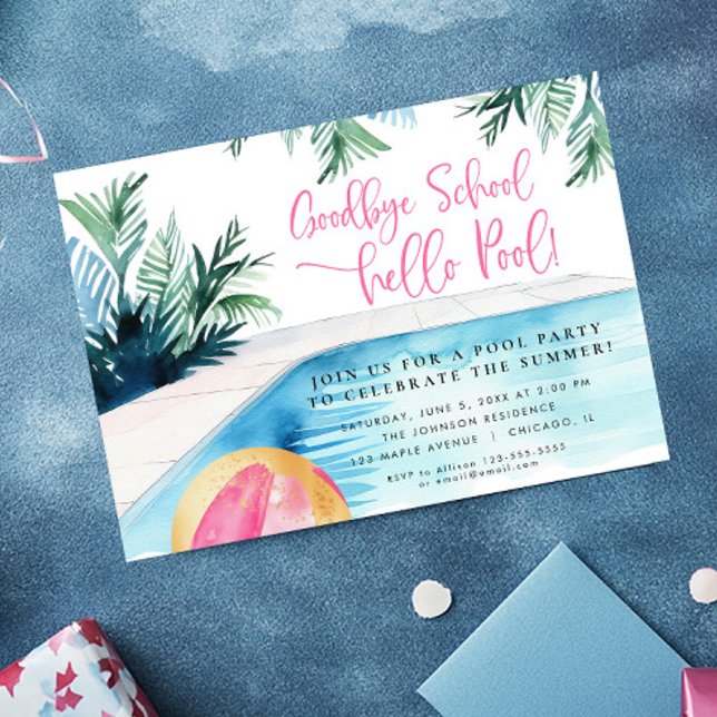 Invitación Fiesta de piscina de verano de fin de año escolar (Subido por el creador)