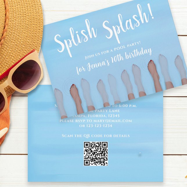 Invitación Fiesta de Piscina de Verano Divertida Salpicaduras (Subido por el creador)
