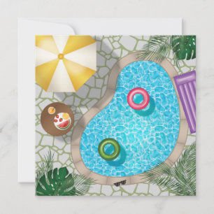 Invitación Fiesta de Piscina de Verano en el Patio Trasero Cu
