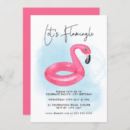 Invitación Fiesta de piscina de verano Flamingo rosa