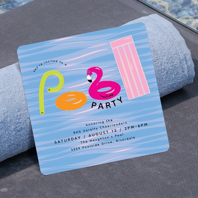 Invitación Fiesta de Piscina de Verano | Flotadores de Piscin (Subido por el creador)