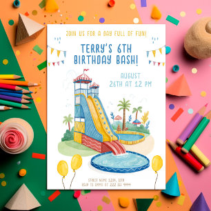 Invitación Fiesta de Piscina de Verano para Niños