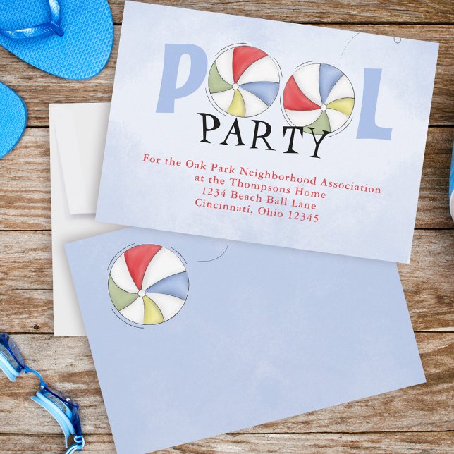Invitación Fiesta de piscina de verano Personalizado lindo (Watercolor pool party invitation)